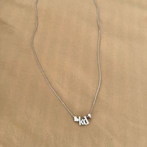 Kappa Delta KD Necklace with Hearts - Silver